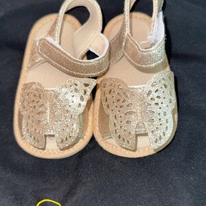 Glittery Gold Butterfly Kids Sandals EUC